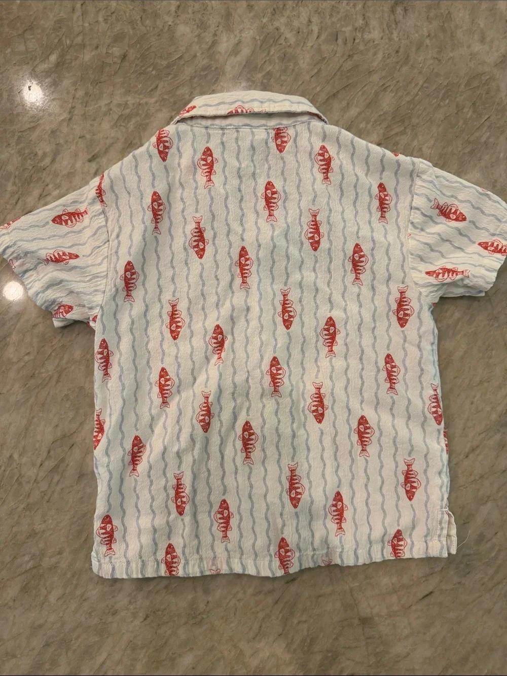 Old Navy Toddler Short-Sleeve Button Shirt with Red Fish Print